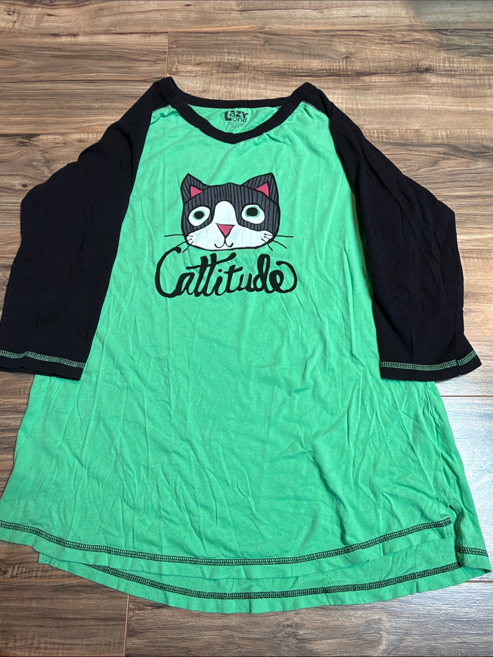 Lazy One Green & Black Catitude Nightshirt